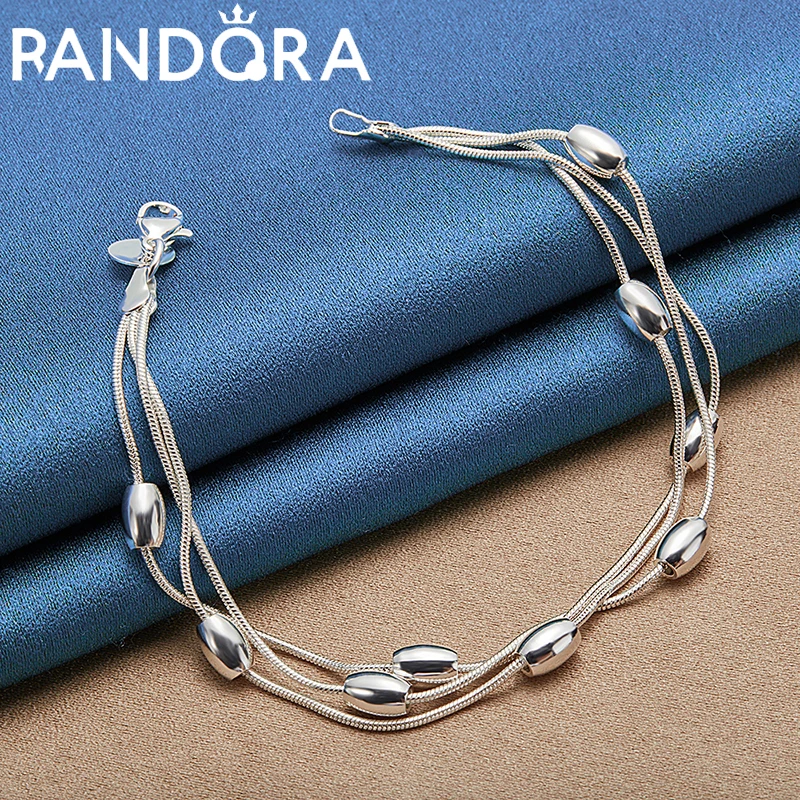 

Silver Color Smooth Beads Snake Chain Bracelet For Women Fashion Jewelry Wedding Party Beautiful Charm Accessories