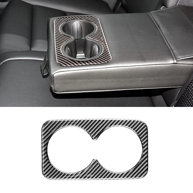 

Rear Armrest Box Water Cup Holder Cover Trim Carbon Fiber For Cadillac XT5 2016 2017 2018 2019 2020 Car Accessories