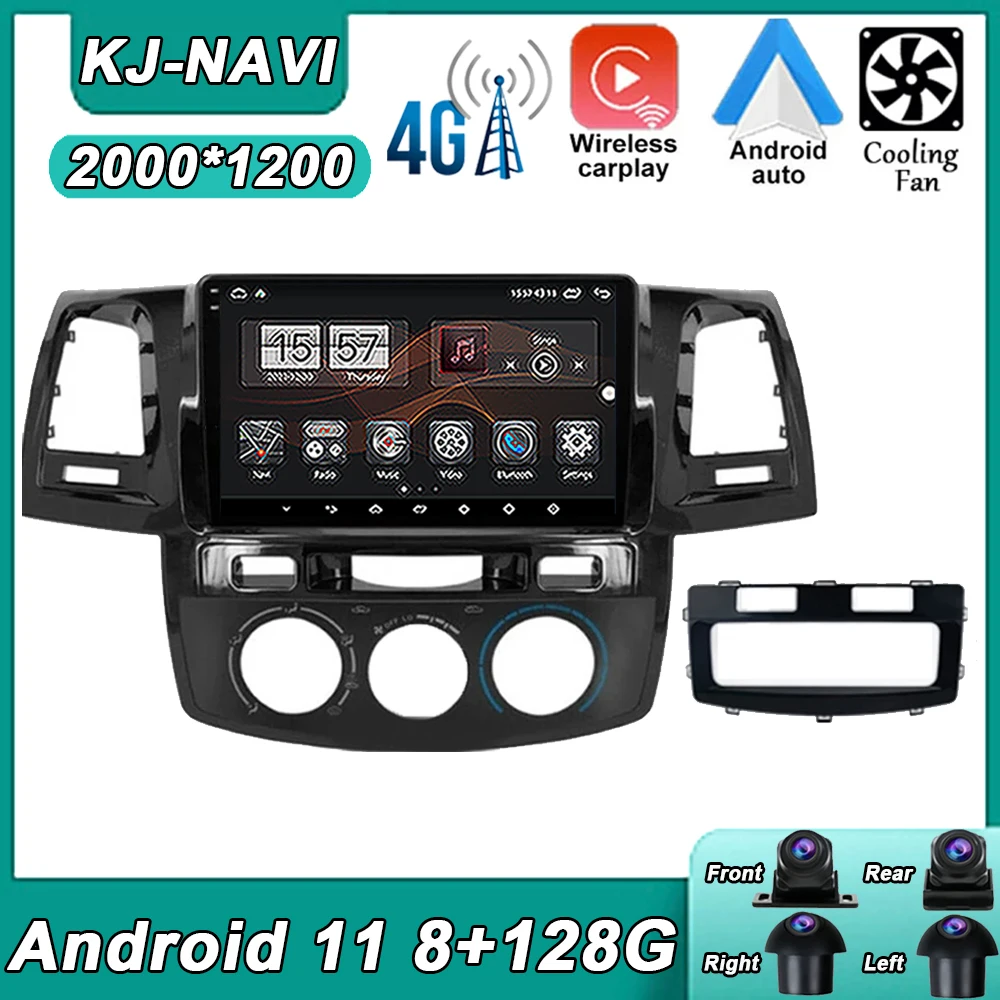 

Мультимедийный видеоплеер, автомобильный радиоприемник Carplay Android 11 для Toyota Fortuner Hilux 2008-2014, аудио навигация GPS