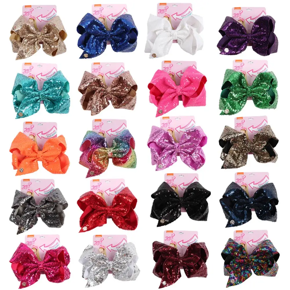 

8" Jojo Siwa Large Sequin Rainbow Hair Bows for Girls Handmade Boutique Knot Hair Clips JOJO BOWS Children Hair Accessories