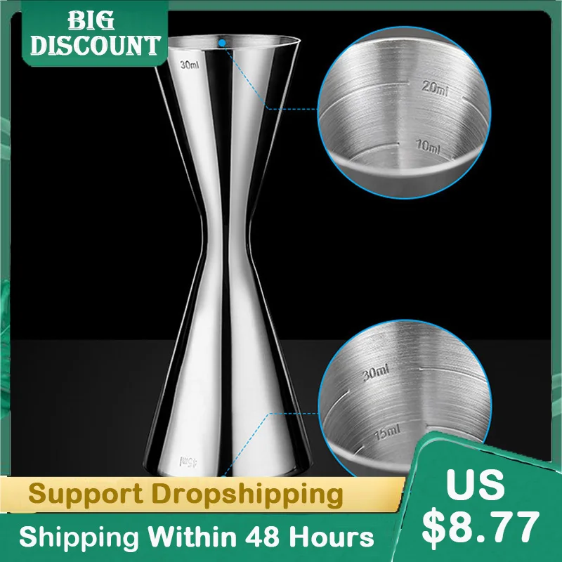 1PC Stainless Steel Measure Cup Double Head Bar Party Wine Cocktail Shaker Jigger Kit Dual Spirit Drink Measure Cup Bar Tool