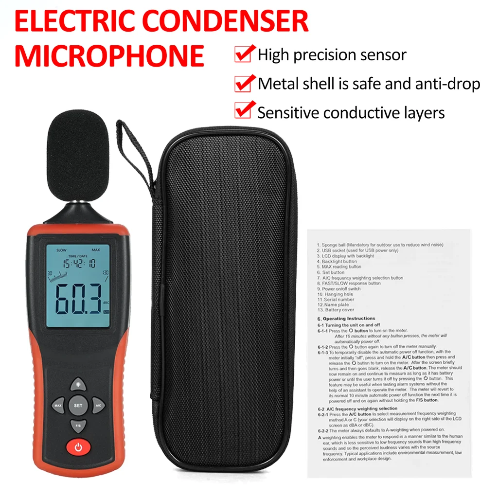 Устройство для измерения уровня звука 30 дБ до 130