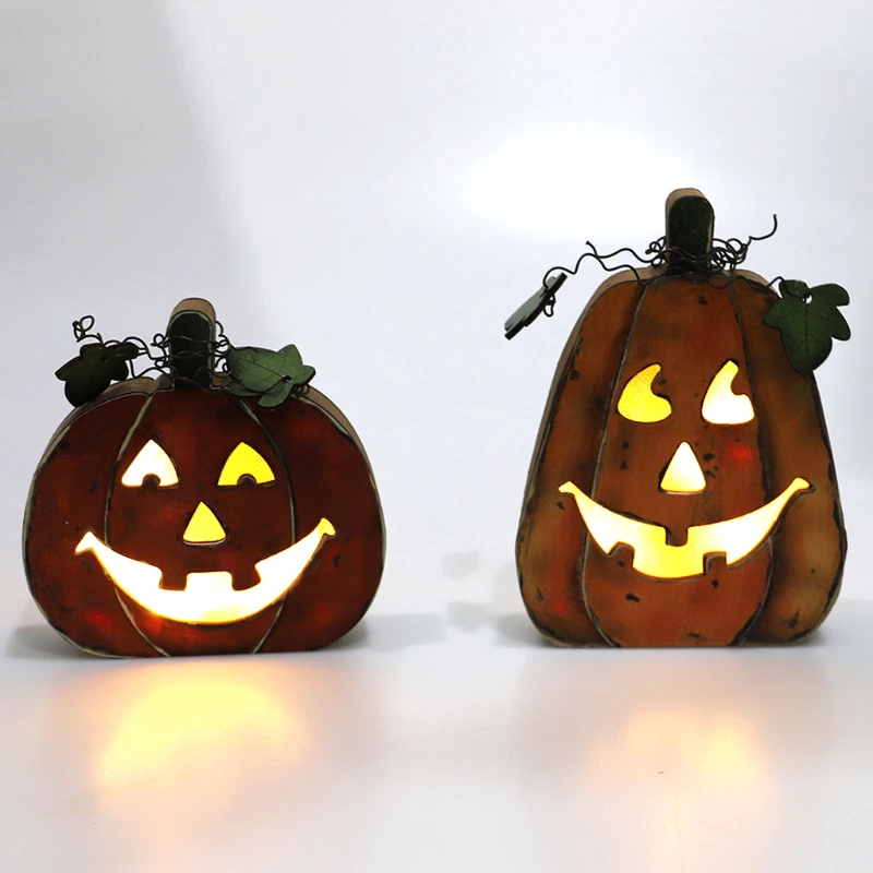 

Wood Halloween Pumpkin LED Light Up Glowing Lamp Horror Props Festival Haunted House Halloween Party Home Decoration Night light