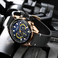 megir 2022 new mens watches top brand luxury leather quartz watch for men fashion chronograph sport waterproof wristwatch date