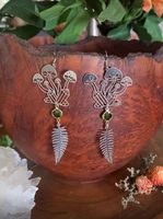 handmade peridot mushroom earrings fairy jewelry hypoallergenic wanderlust jewelry