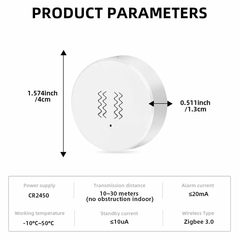 Фото SUINE-Tuya Zigbee умный датчик вибрации мониторинг в реальном времени сигнализация обнаружения дверей и окон умный датчик защиты безопасности №2
