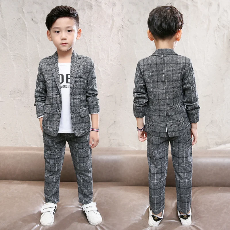 

Clothing Children's Clothes Sets Boy Blazer Suit for Spring Autumn Fashion Turn Collar Plaid Jacket & Pants Two Piece 2023 New