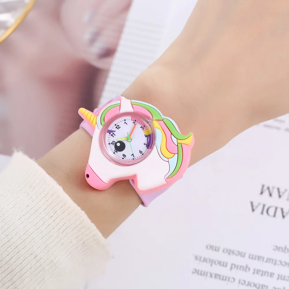 Модные милые детские часы с 3D рисунком единорога оптовая продажа Подарочные на