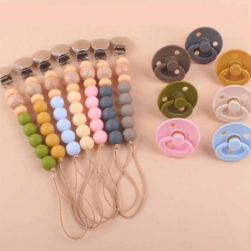 

Silicone Beads Dummy Pacifiers Pacifier Clip for Newborn Baby Infant Shower Gift Dropshipping