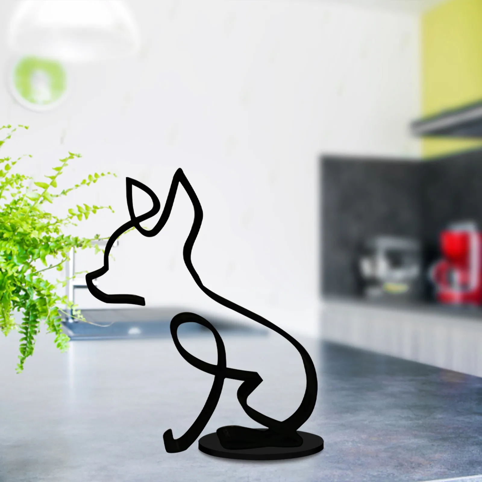 

Dog Carving Decorations, Minimalist Statue Crafts Dog Minimalist Art Sculpture Personalized Gift Metal Decoration