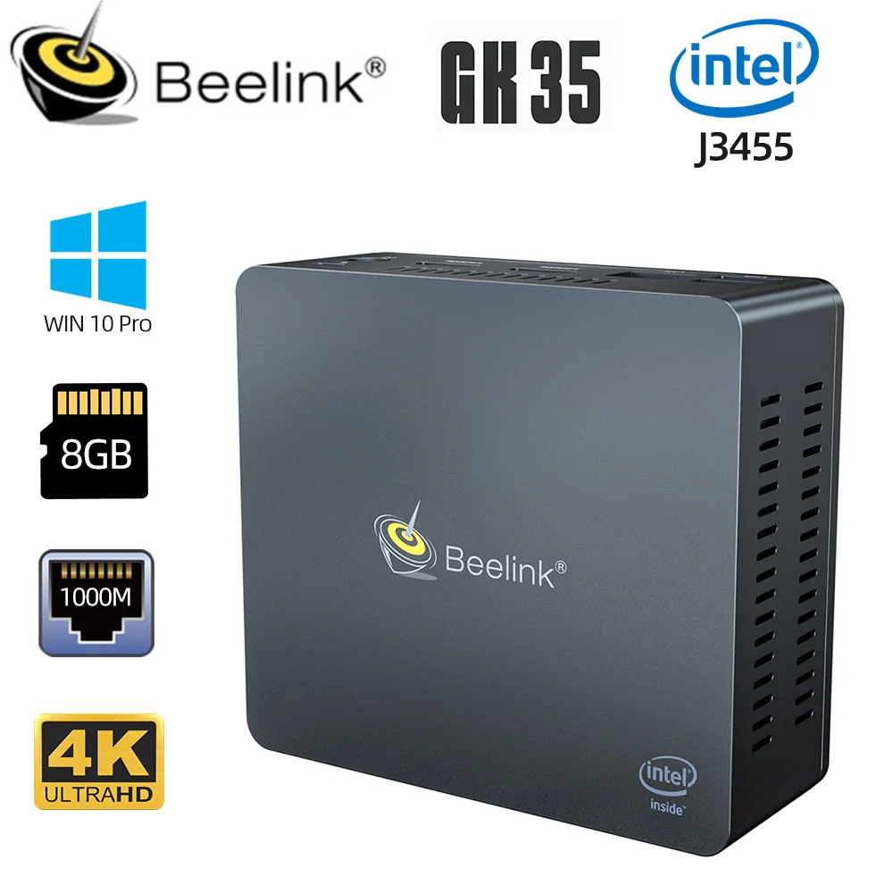 

Мини-ПК Beelink GK35, Windows 10, Intel Apollo Lake Celeron J3455, 8 ГБ, 128 ГБ, 256 Гб SSD, 5,8 ГГц, двойной Wi-Fi, BT, 1000 м, настольный мини-компьютер