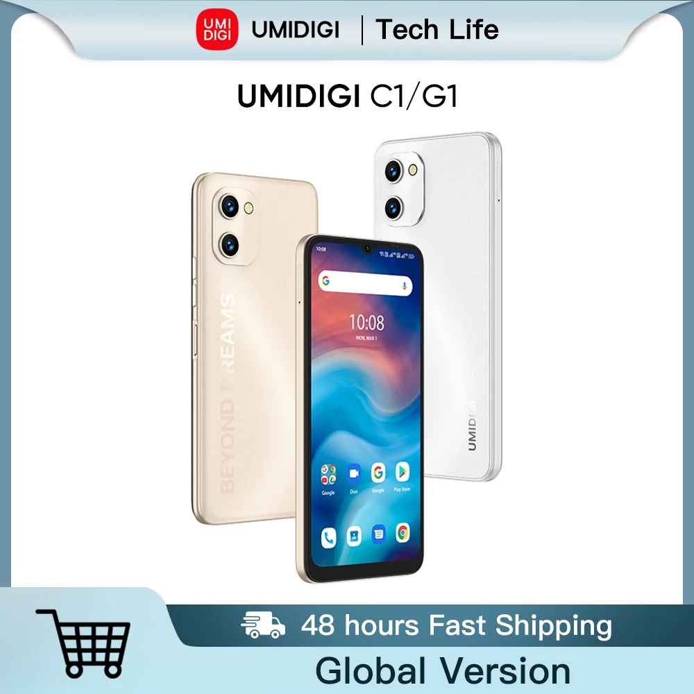 Original UMIDIGI C1&G1 Smartphone Unlocked MTK6739 2GB 32GB 6.52” 13MP Main Camera 5150mAh Cellular Global Version Android Phone