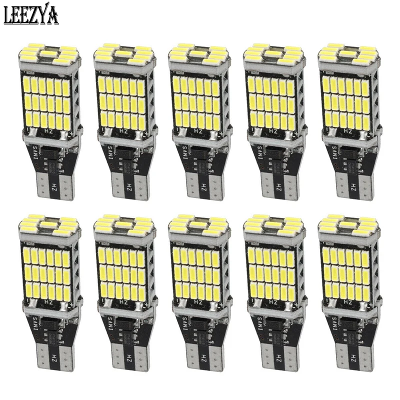 

10pcs LED Bulb T15 W16W 4014 45 SMD 921 Car Reverse Signal Light White Taillight DRL Canbus Parking Backup Lamp No Error 12V