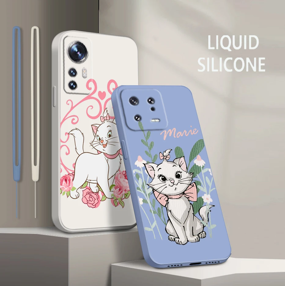 

Marie Cat Anime For Xiaomi Mi 13 12 12T 11 11T 10 10T 9 9SE Lite Pro Ultra A3 Liquid Rope Shockproof Phone Case Coque Capa Cover