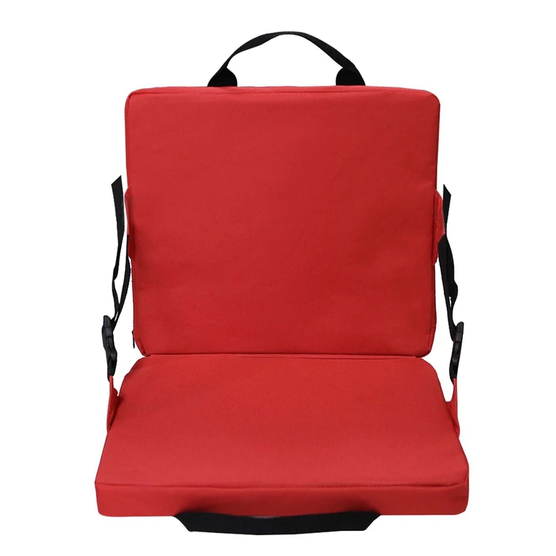 

1 PCS Foldable Outdoor Cushion Chair With Backrest Soft Cushion Chair Portable Camping Beach Hiking Stadium Seat Pad ,Red