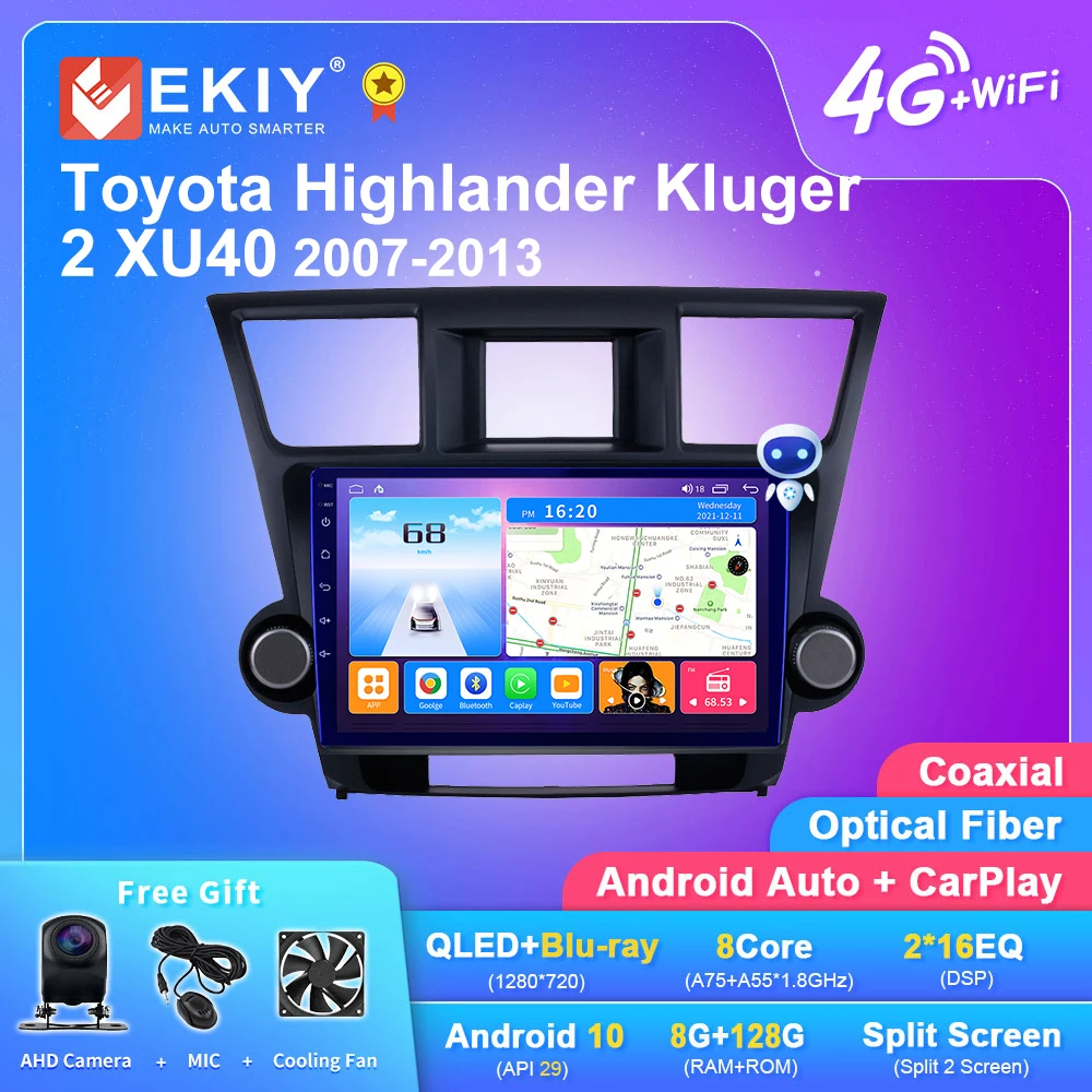 

EKIY T7 Android 10 Car Radio Video For Toyota Highlander 2 XU40 2007-2013 Multimedia Player Stereo Carplay Auto Audio No 2Din