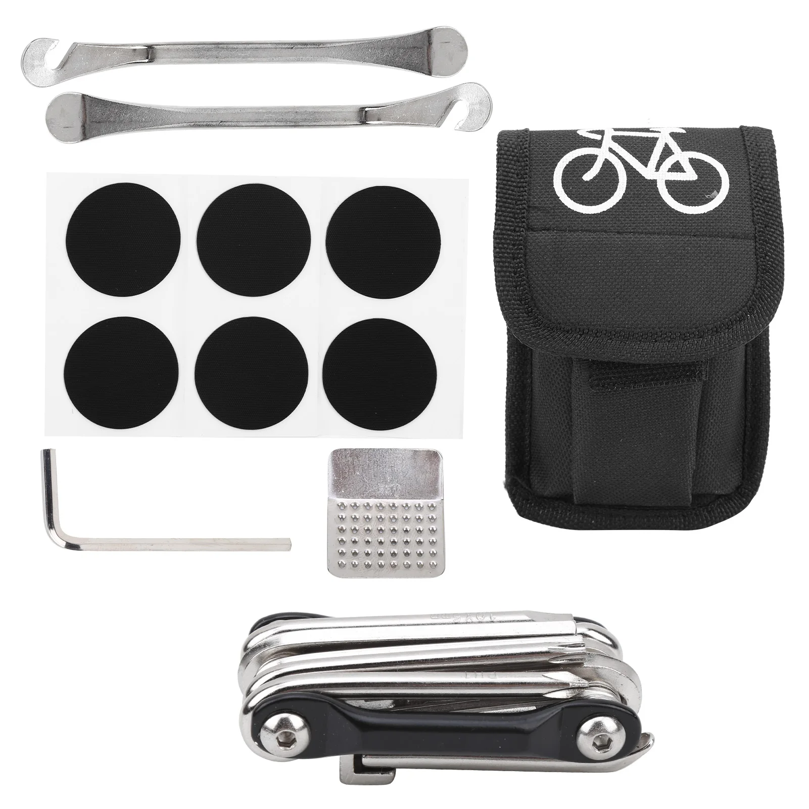 

Bike Tyre Repair Kit Portable Bag Tire Lever 11 in 1 Multifunction Bicycle Tool Bag