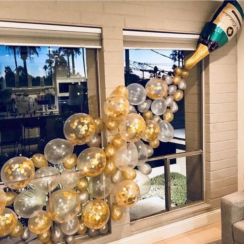 

86pcs/Set Big Champagne Balloon Wine Bottle Helium Balloon Birthday Wedding New Year Christmas Decoration Bachelor Party Supplie