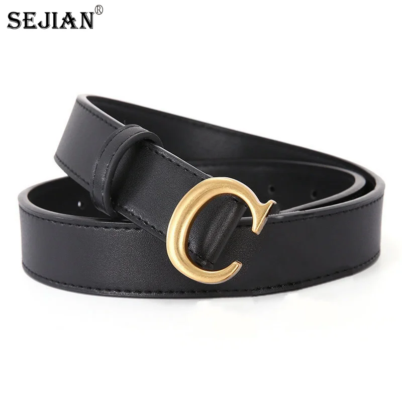 

High Quality Women's Leather Decorative Belt Designer Belt Ladies Casual Smooth Button Belt Deluxe Brand Designer Belt