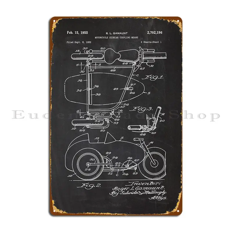 

1952 мотоциклетная коляска голубой означает-запатентованный металлический плакат для кинотеатра Настенный декор на заказ кухонный винтажны...