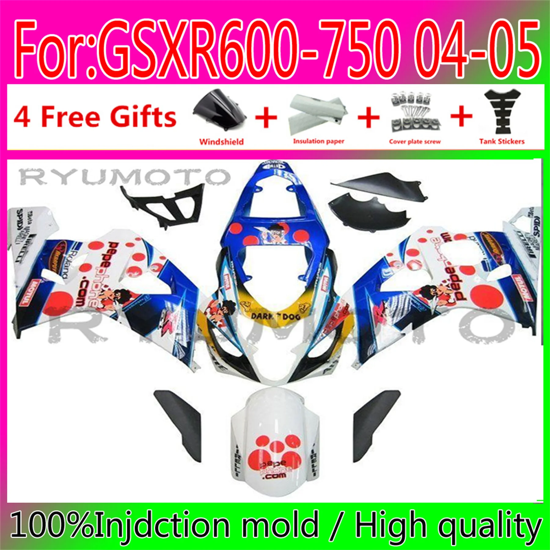 

New ABS Motorcycle Injection mold fairing For Suzuki GSXR600 GSXR750 GSXR 600 750 K4 2004 2005 04 05 Fairings