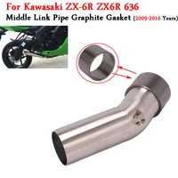 motorcycle exhaust muffler pipe escape moto mid link crush gasket for kawasaki zx6r 636 2009 2016 cat delete eliminator enhanced