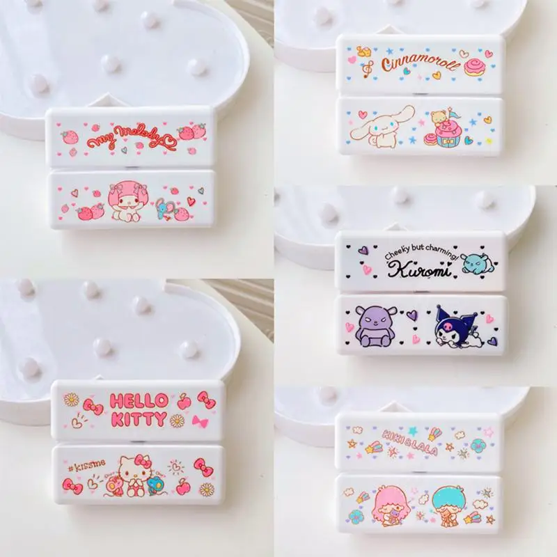 

Милый мультяшный персонаж Kuromi Cinnamoroll Hello Kitty аниме Kawaii упаковочная коробка напоминание запечатанный мини-контейнер для таблеток портативный влагостойкий