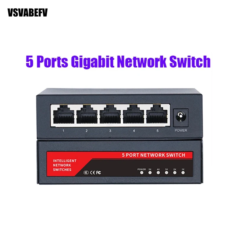 Гигабитный сетевой коммутатор 10/100/1000 Мбит/с Ethernet-адаптер коммутатора Mini 5 Port RJ45 LAN