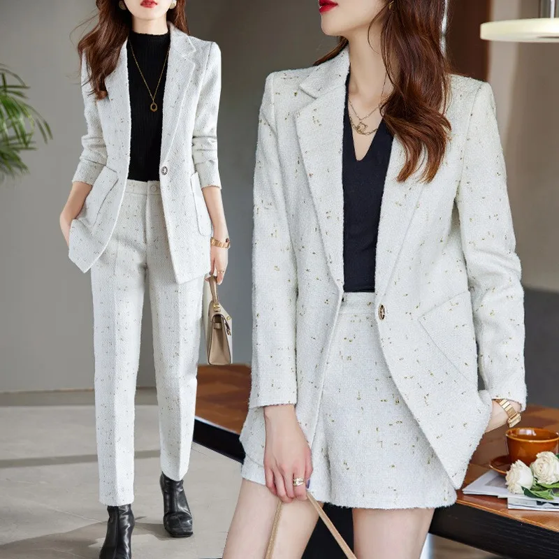 Korean version suit coat for women 2022 new white green plaid professional suit for small men This year, thickened suit top is p