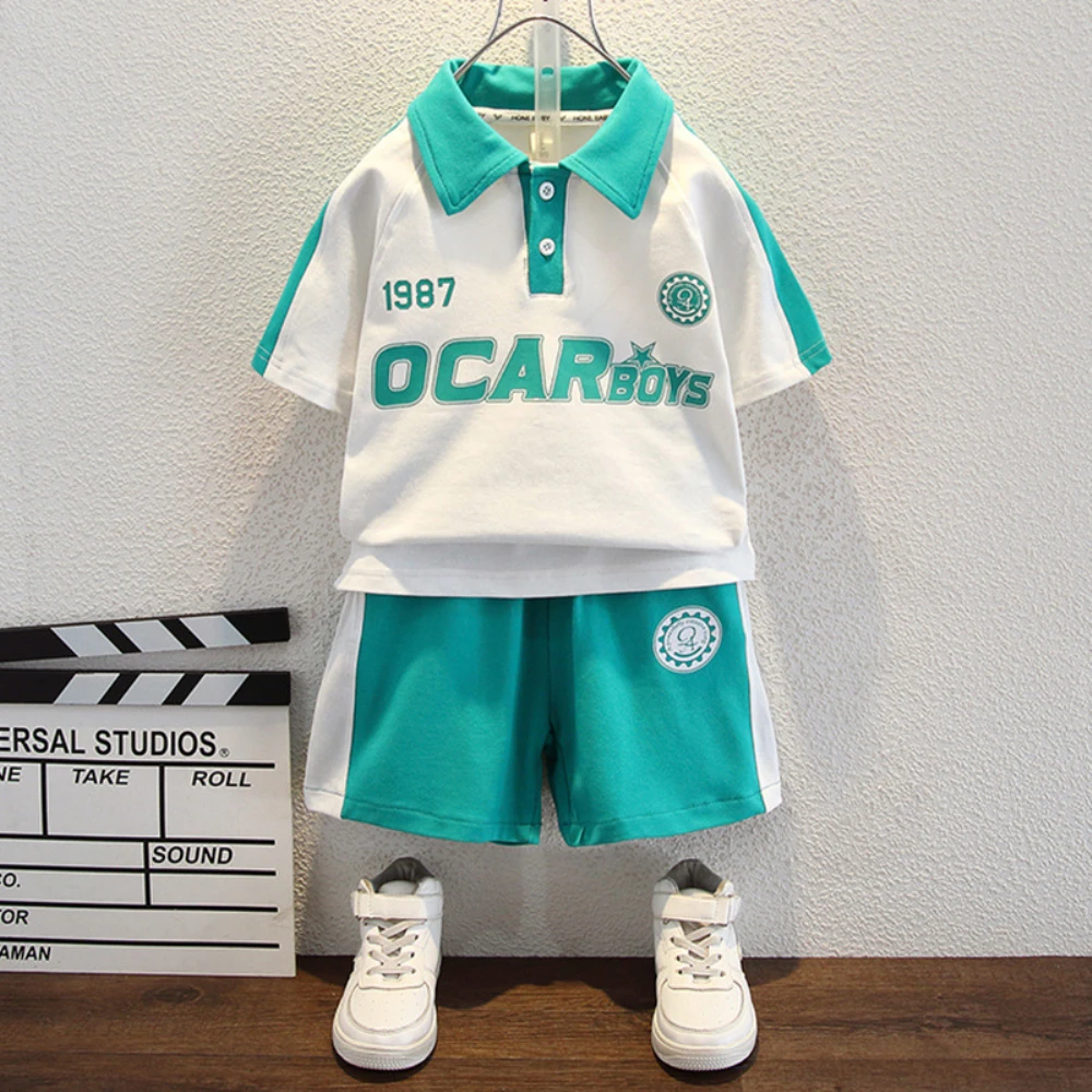 

Летние детские спортивные костюмы, детская одежда, костюм для маленьких мальчиков, спортивная одежда для девочек, рубашка-поло, шорты, комплект из 2 предметов