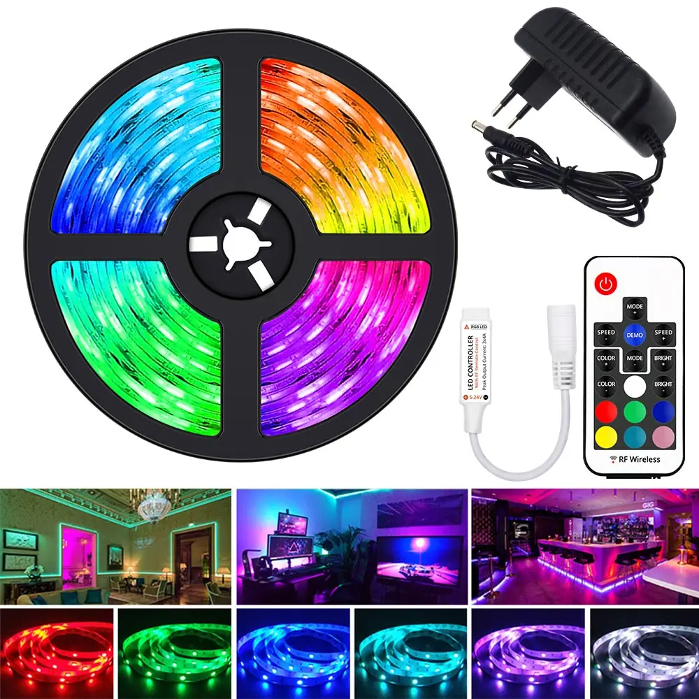 

Светодиодные ленты, 17key RF контроллер, Гибкая RGB 5050 декоративная подсветильник ка, лампа, ночсветильник, светящаяся лента для спальни