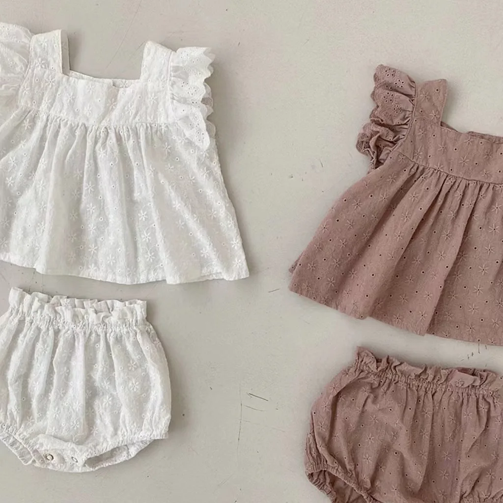 

Summer Baby Girl Set Lace Blouse Shorts Sets
