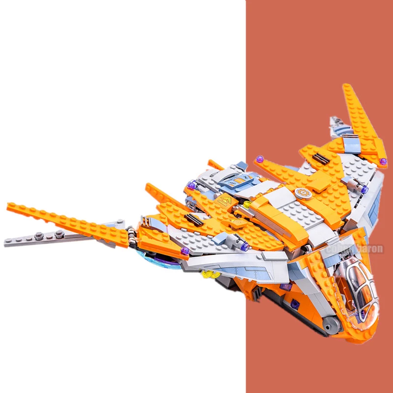 

Marvel Guardians Galaxy Avengers Spiderman Iron Man Stark Jet Thanos Battle Aircraft Plane Toy Figures Building Block Brick Kid