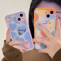cartoon cute love silicone soft case for iphone 13 11 12mini pro max color dot shockproof 2 in 1 cover for iphone x xr xs max