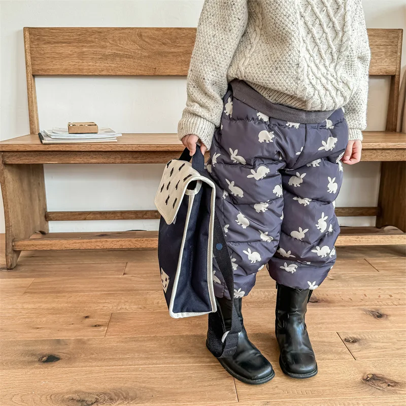 Новинка 2023, зимние плотные теплые штаны для малышей