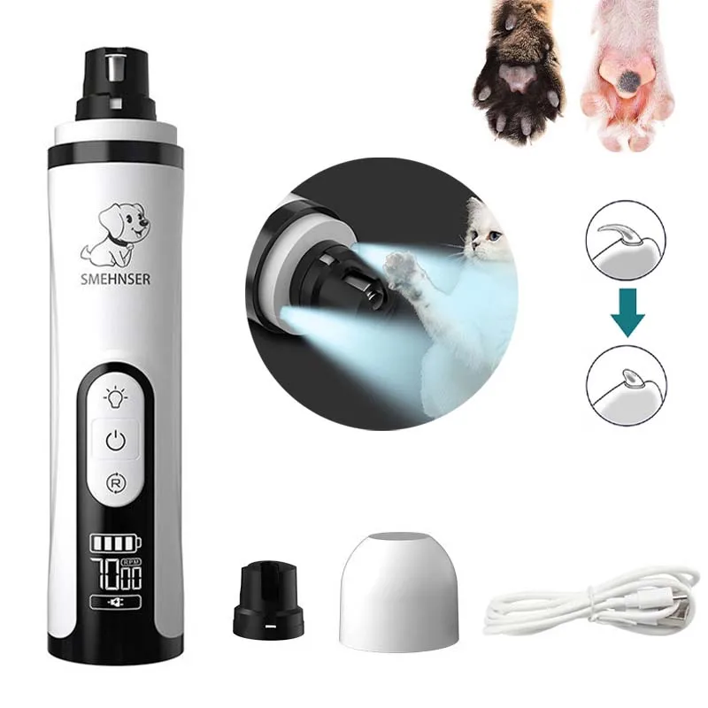 

Paws Supplies Grooming Rechargeable Dogs Cutter Pet Trimmer Nail Nail Nail Cat Pet Electric Light Grinder With Clippers