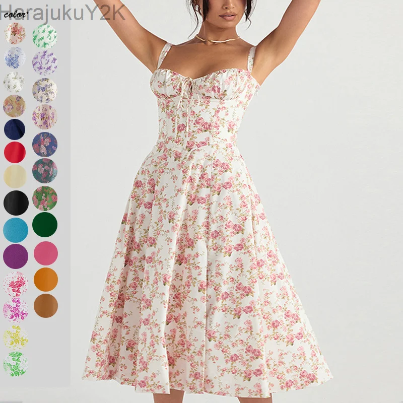 

Elegant Solid Suspenders Dress Women Fashion Slim Lace Up Sleeveless Dresses 2023 New Summer Chic Female Club Party Vestidos