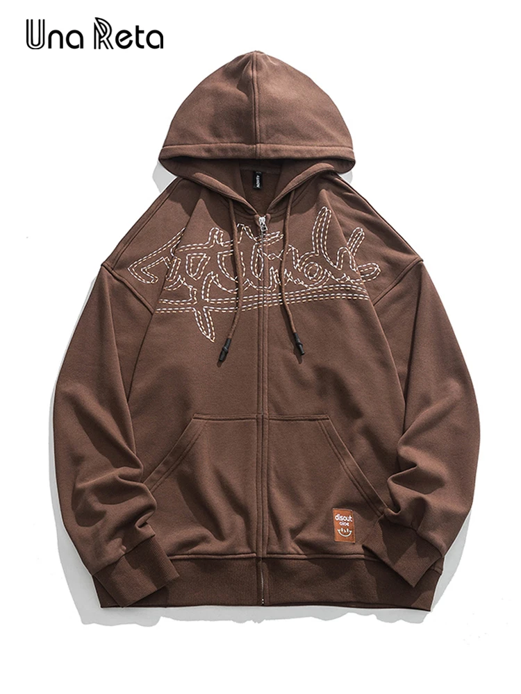 

Una Reta/винтажная толстовка с капюшоном; Уличная одежда для мужчин; Сезон осень-зима; Новинка; Толстовка в стиле хип-хоп с вышивкой; Большие размеры; Толстовки с капюшоном в стиле Харадзюку