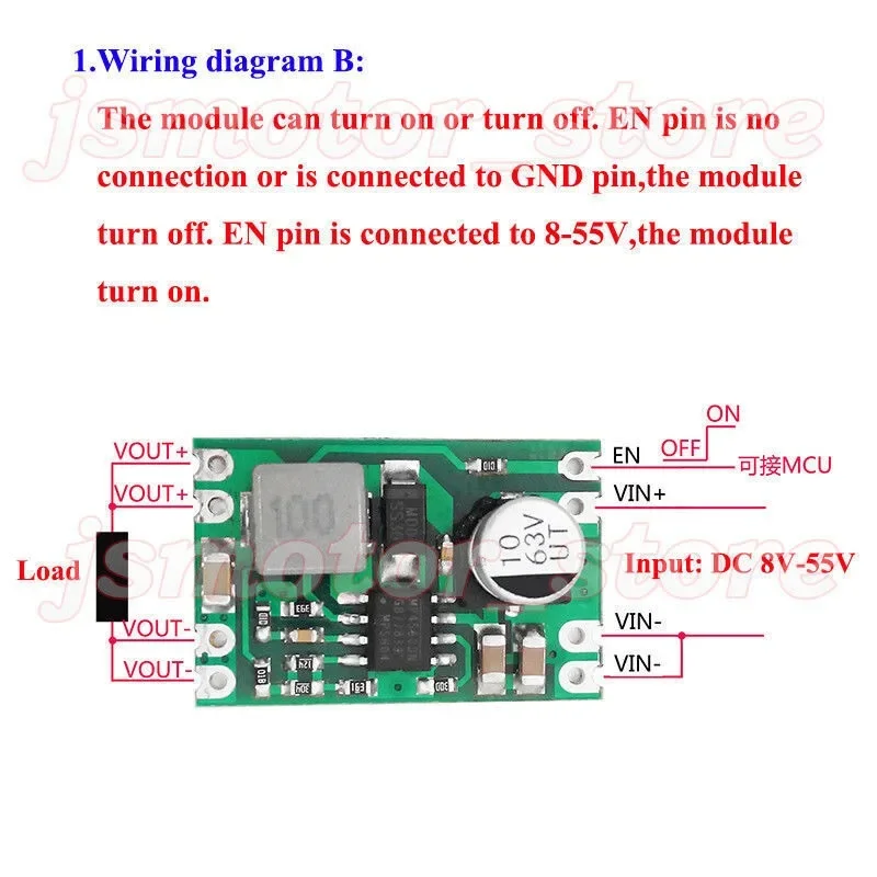Мини DC-DC понижающий преобразователь Напряжения DC 5V-55V 36V 48V до 3 V 5V 6V 9V 12V 24V