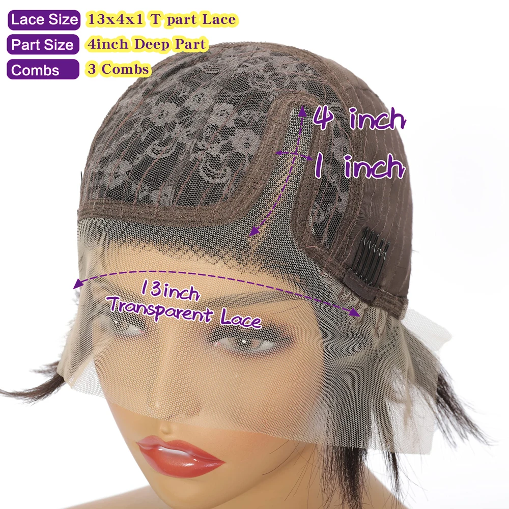 Парики YOUFA с темными корнями 1B/350 # Короткие парики из человеческих волос 13x1 T