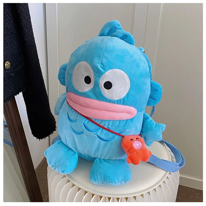 

Sanrio Cartoon Hangyodon Plush Backpack Cartoon Kawaii Plush Doll Soft Storage Bag Cute Shoulder Bag For Girl Birthday Gift