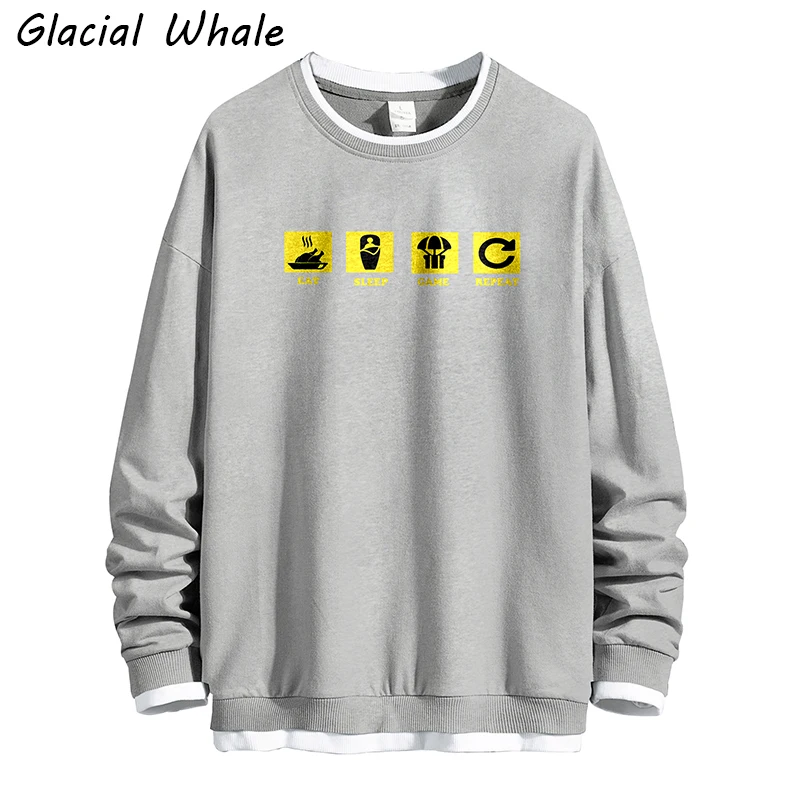 

GlacialWhale Толстовка с круглым вырезом для мужчин, новинка 2022 года, лоскутное оверсайз, хип-хоп, уличная одежда, мужские повседневные серые толстовки с капюшоном для мужчин