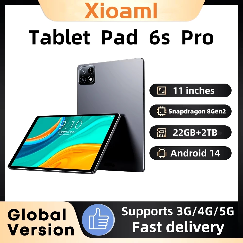 Планшет Xioami Pad 6S Pro 11 дюймов HD 4K Android 14 22 ГБ + 2 ТБ 20000 мАч 5G Dual SIM Wi-Fi GPS
