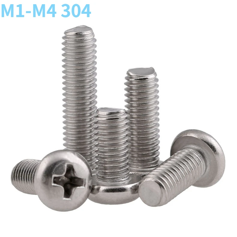 

M1 -M4304 Stainless Steel PM Round Head Cross Screws Round Head Pan Head Cross Machine Screws Flat Tail Bolts