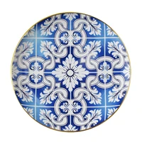 circular ceramic plates for household cold dishes rice bowls western dishes steak plates blue and white bone glazed tableware