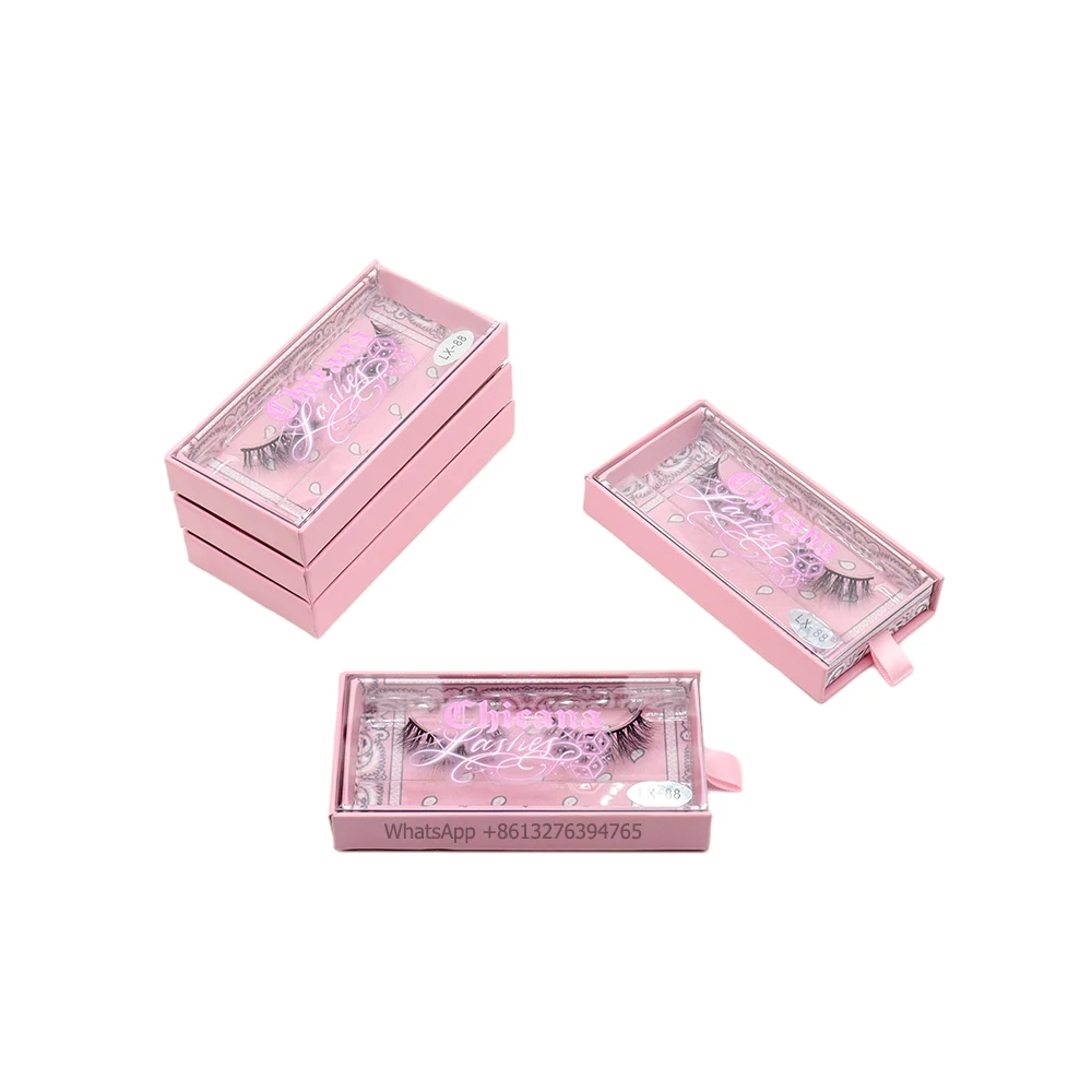 

Private Label Pink Transparent Drawer Eyelash Storage Box Wholesale Natural 3D Mink Lashes With Packaging Customize Logo Box