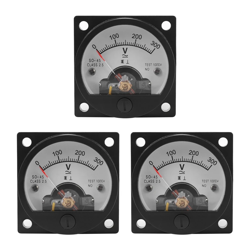 

Круглый Аналоговый панельный вольтметр 3X AC 0-300 В, черный