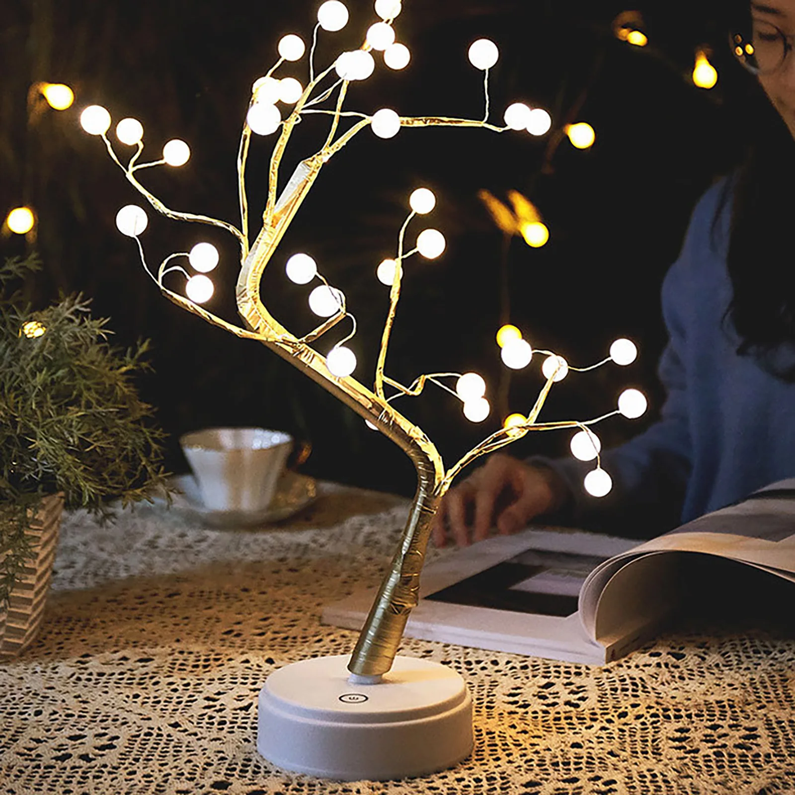 

36/108 светодиодов, бонсай, сенсорный выключатель, изысканный прикроватный ночник, художественные изделия, праздничный подарок, настольные ук...