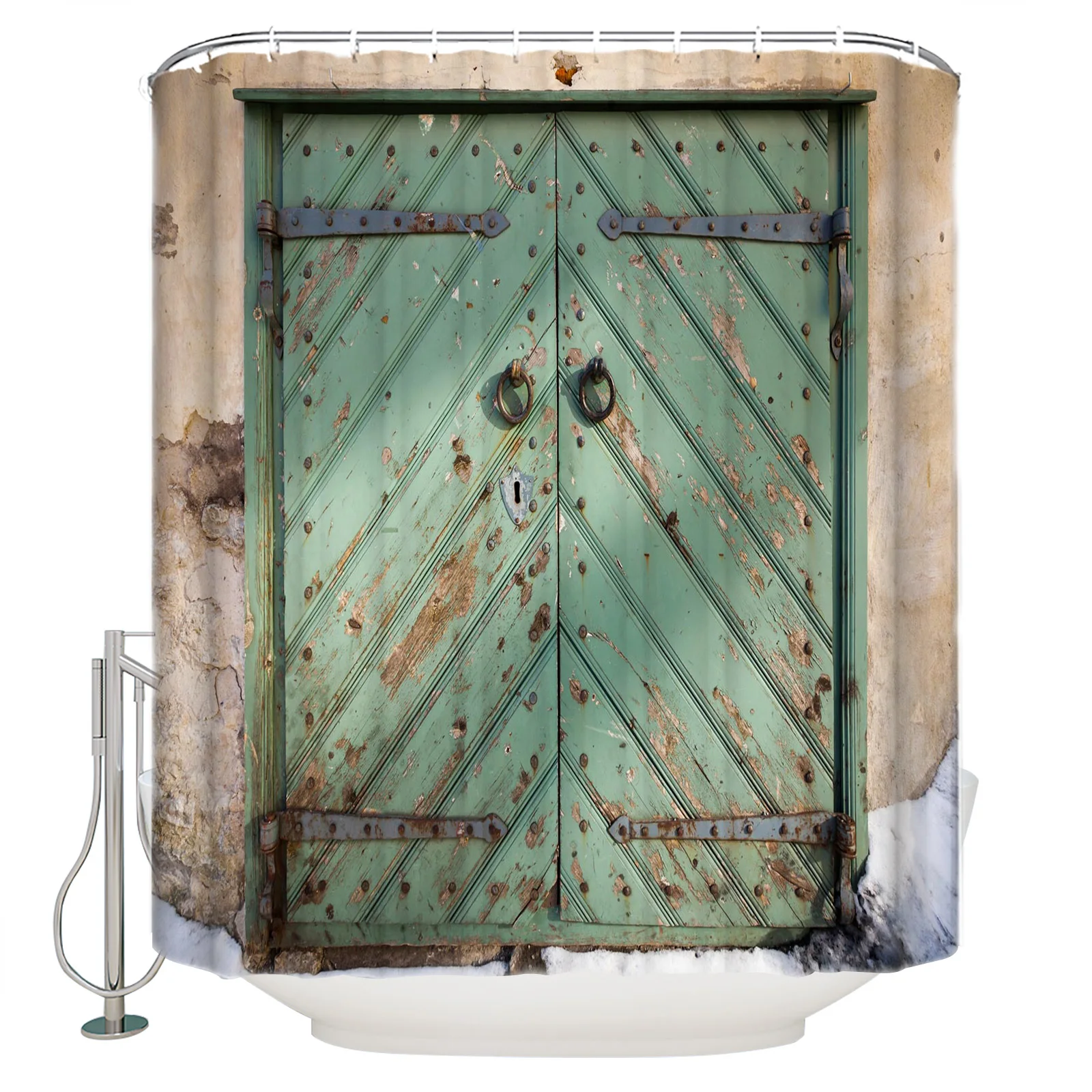 

Дверь гвозди в стиле ретро ржавая, строительная душевая занавеска s, водонепроницаемая душевая занавеска с принтом и крючками, декор для ван...