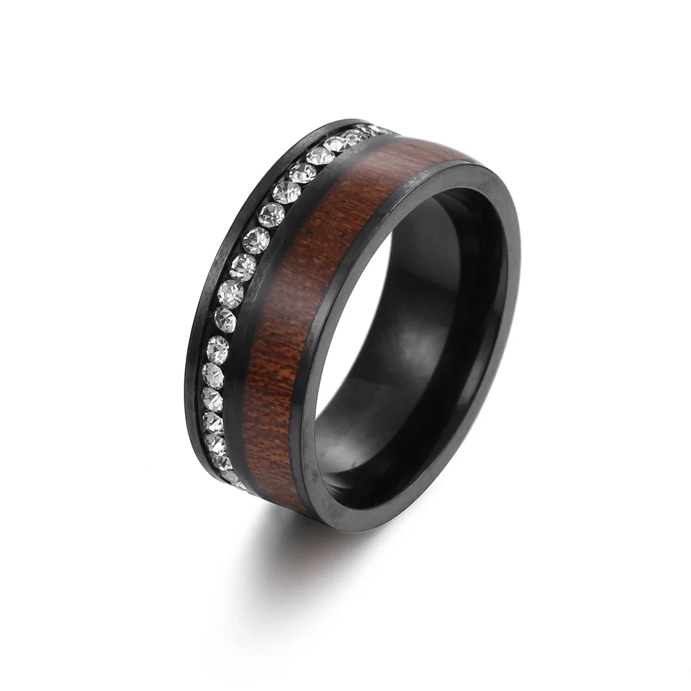 

New Nordic Vikings Runes Amulet Life Tree Ring Men Stainless Steel Mosaic Wood Semi-circle Rings For Women Mens Jewelry Gift